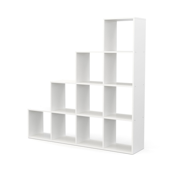 Treppenregal Raumteiler OMAR 10 Fach weiss