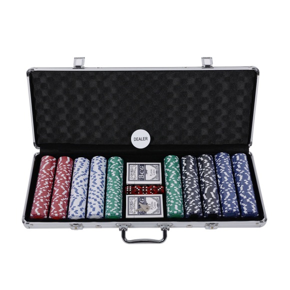 Pokerkoffer mit 500 Chips und 5 Würfel