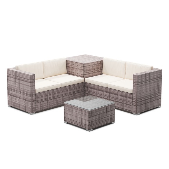 Rattanlounge SAN MARINO graubraun / beige