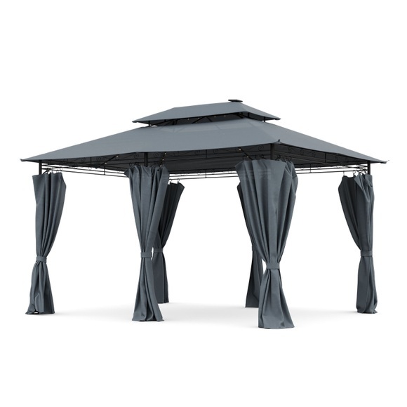 Gartenpavillon LED 3 x 4 m grau