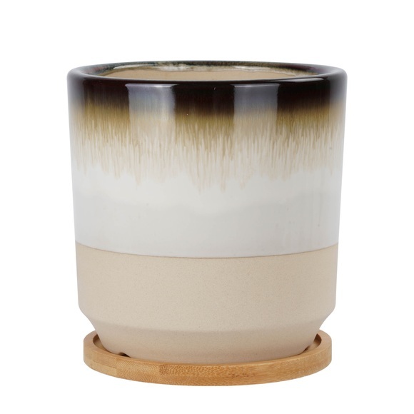 Blumentopf Keramik weiss/beige