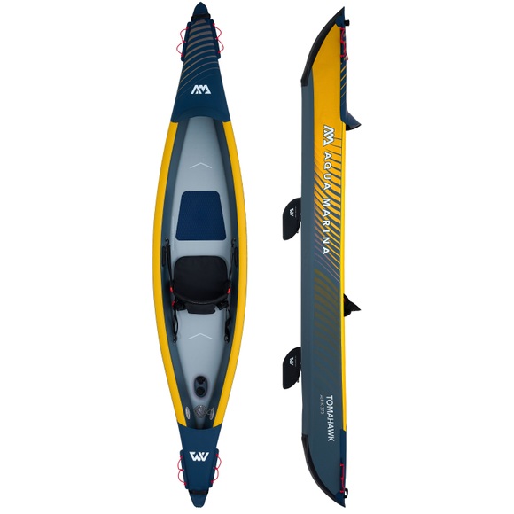 Aqua Marina - Aufblasbarer Kayak Tomahawk Air-K 1 - Grau und Hellorange