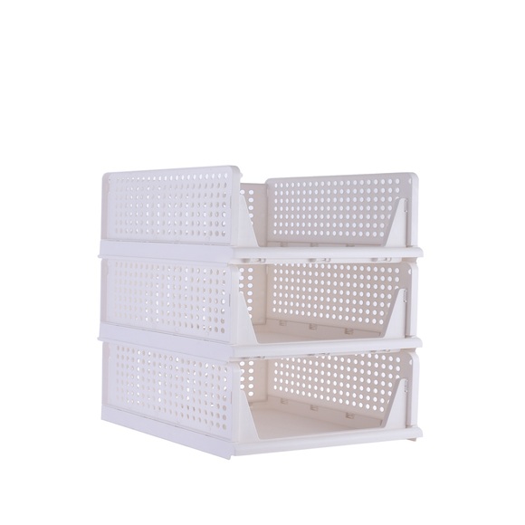 Schrank-Organizer stapelbar 3er Set 44 x 32 x 14 cm