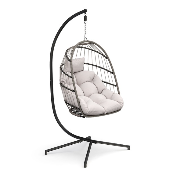 Hängesessel mit Gestell PERU schwarz/beige