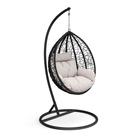 Hängesessel mit Gestell PANAMA schwarz/beige