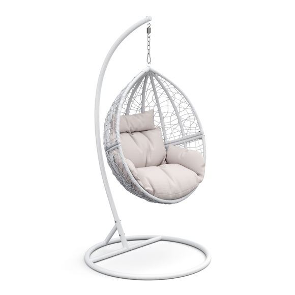 Hängesessel mit Gestell PANAMA weiss/beige