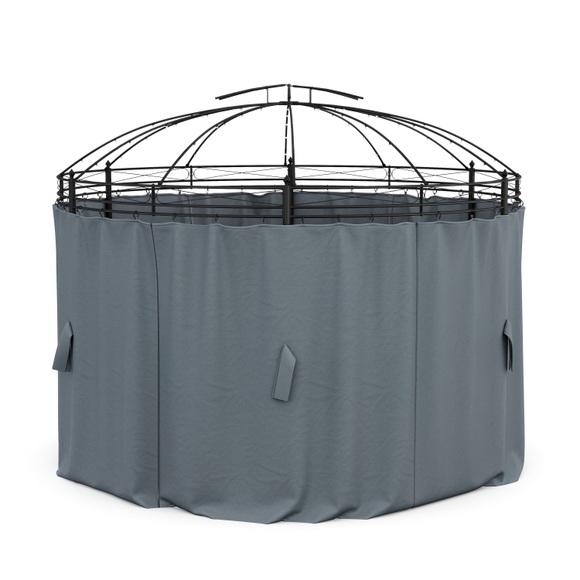 Seitenwände für Gartenpavillon LED rund grau 6 Stk.