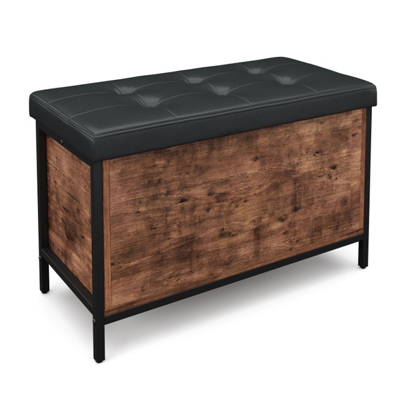 Truhe Leder Vintage BONITA 80 x 50 x 40 cm
