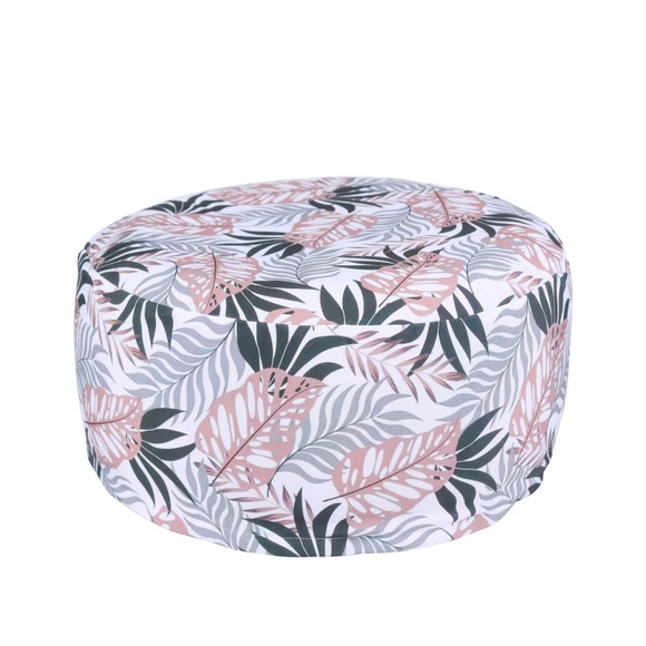 Pouf aufblasbar PATTY Blattmuster rosa/grau
