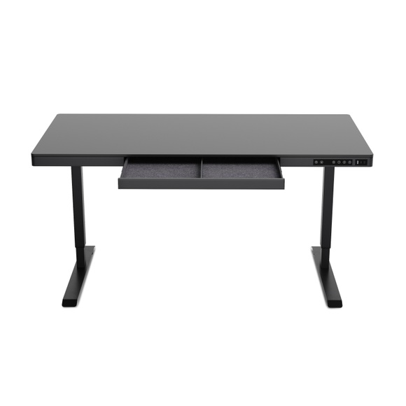 Stehpult elektrisch mit Schublade 140 x 70 cm schwarz