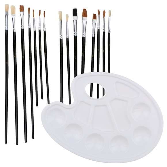 Pinsel Set mit Palette Set 16-teilig