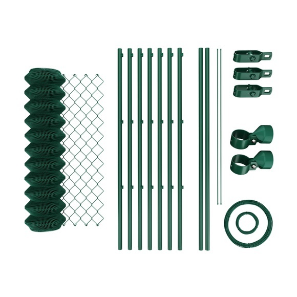 Maschendrahtzaun Komplettset grün 1.5 x 15 m