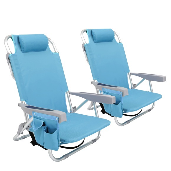 Strandstuhl klappbar 2er Set hellblau