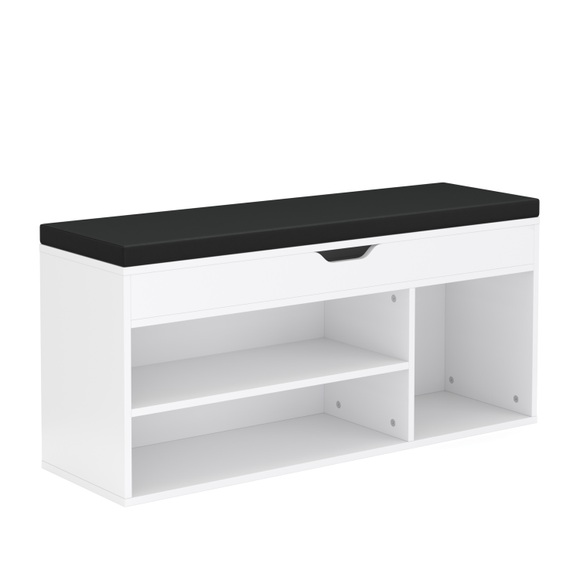 Schuhbank Holz 104 x 32 x 48 cm weiss