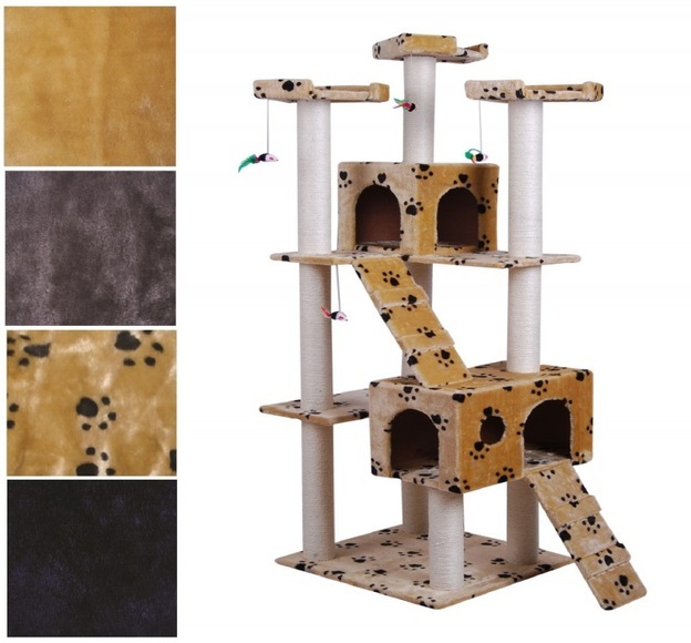 Katzenbaum 182 cm beige mit Pfoten