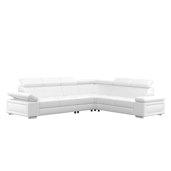 Ecksofa Leder CRISTIANO links/rechts weiss