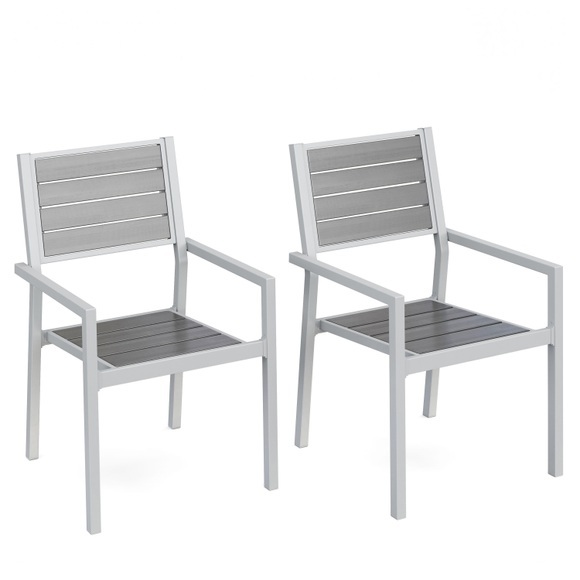 Stuhl Polywood grau im Doppelpack