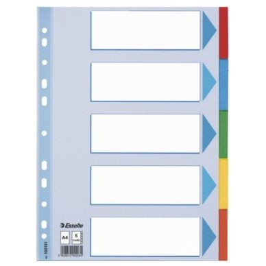 ESSELTE Register A4 / 5-geteilt, bunter Karton