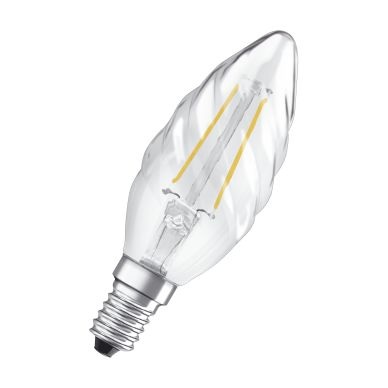 LED Retrofit CLASSIC BW25 Filament Lampe in Kerzenfom gedreht, 2 Watt, E14, warmweiß, klar