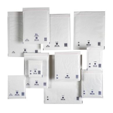 Mail Lite Luftpolster-Versandtaschen Ohne Fenster Weiss Haftklebeverschluss 260 x 180 100 Stück
