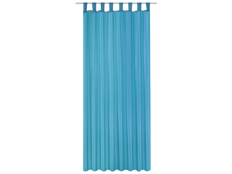 Vorhang SICILE Durchsichtig Unifarben Türkis Lasche, Kräuselband Polyester 110 x 240 cm