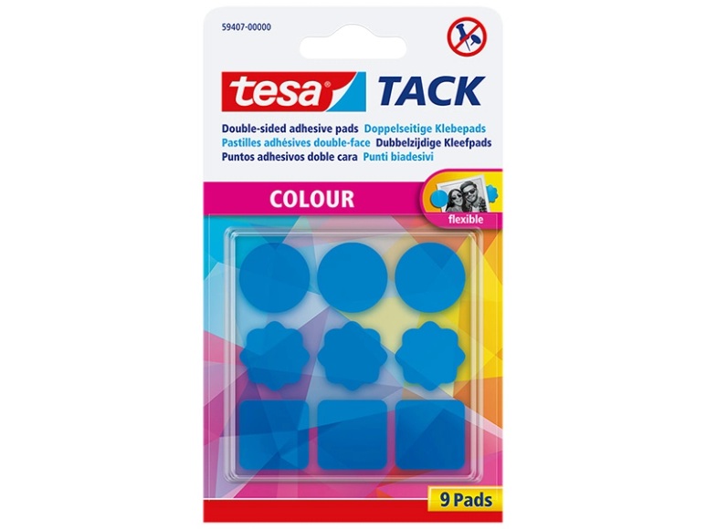 tesa® TACK – doppelseitige Klebepads Blau tesa Inhalt: 1 Pckg.
