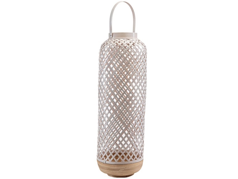 Laterne ROMAN 20 cm x 60 cm Bambus weiss