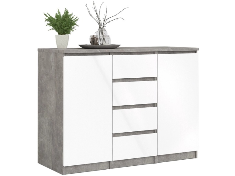 Kommode AVA 2 Türen 4 Schubladen 120.8x50x90.7cm grau