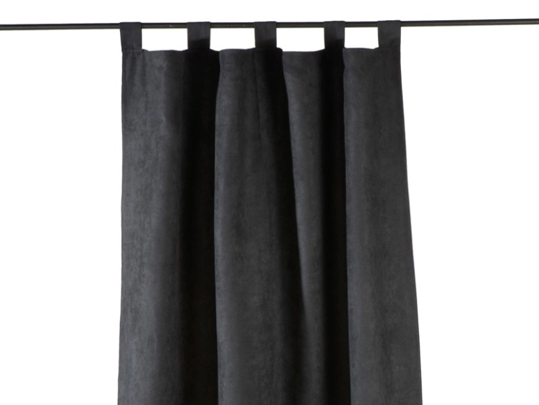 Vorhang MILANO Abdunkelnd Unifarben Schwarz Lasche, Kräuselband Polyester 110 x 240 cm