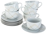 Set Kaffeetassen TARA 12-teilig 6 Personen Porzellan C12CTLC20-57G