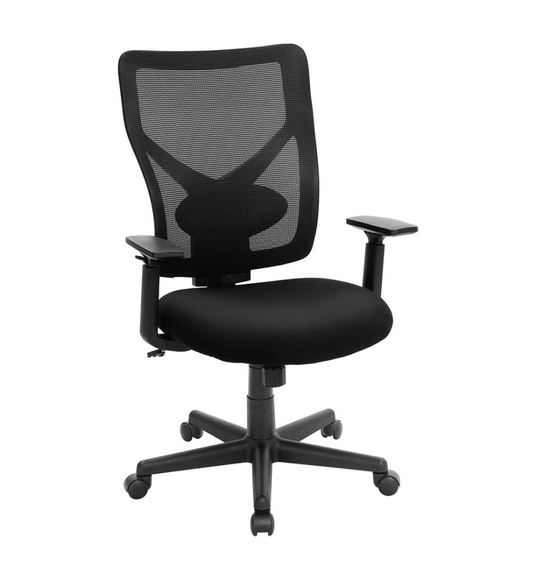 Songmics - ergonomischer Bürostuhl mit Lendenstütze, Drehstuhl Computerstuhl Schreibtischstuhl, verstellbare Armlehnen, Höhenverstellung und Wippenfunktion, Netzrücken, Schwarz OBN36BK