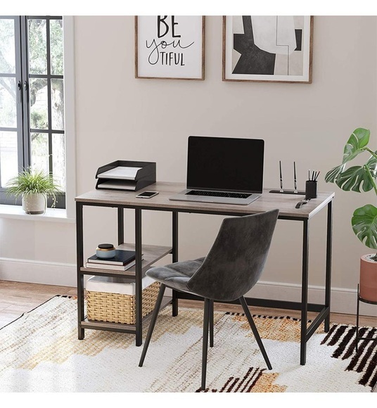 Vasagle - Schreibtisch - 120 x 60 x 75 cm - Hellbraun und Schwarz