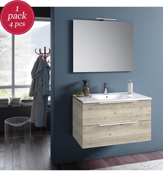 TFT - Badezimmer-Ensemble MALMO - 4-teilig und Beige - Beige