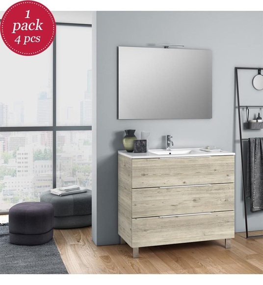 TFT - Badezimmer-Ensemble MALMO - 4-teilig und Beige - Beige