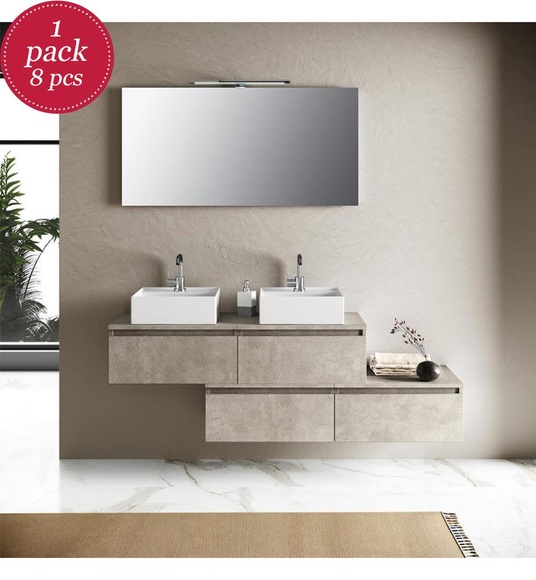 TFT - Badezimmer-Ensemble YOKA - 8-teilig und Grau - Grau