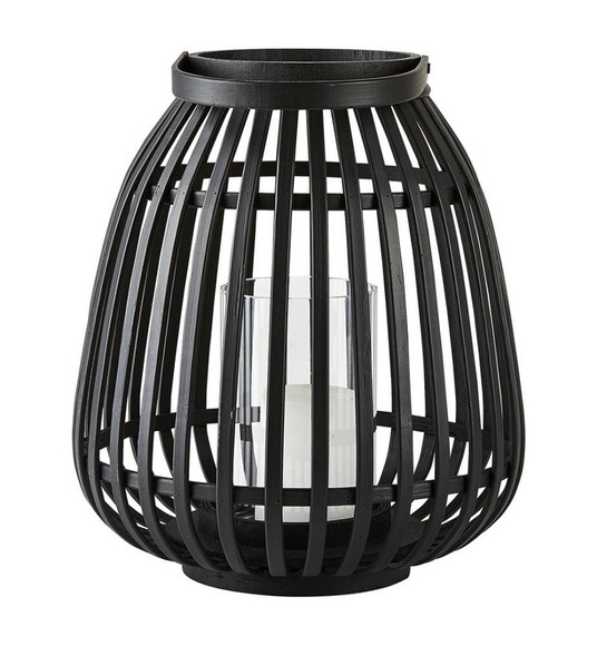 Villa Collection - Laterne Bambus, 30 cm, Schwarz