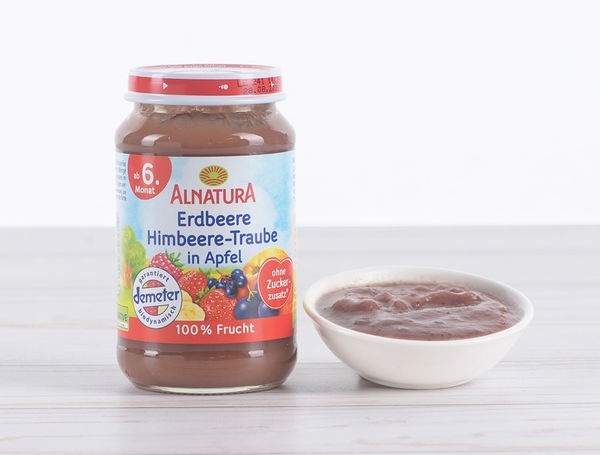 Bio Erdbeere-Himbeere-Traube in Apfel, 190g