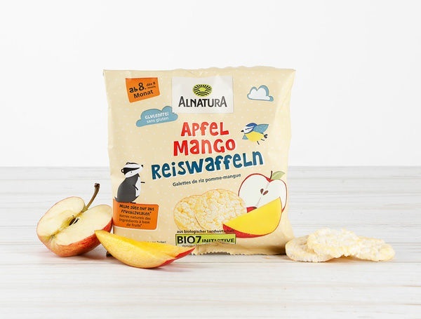 Bio Mini Reiswaffeln Apfel mit Mango, 35g