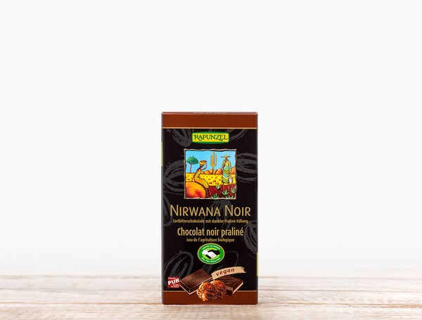 Bio Zartbitterschoggi Nirwana Noir, extra dünn, vegan 100g