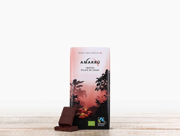 Bio AMARRÚ Dunkle Schoggi mit gerösteten Kakaonibs, 100g