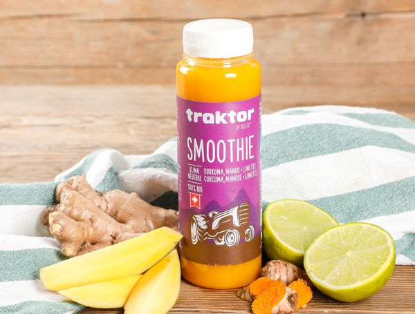 Traktor Bio-Smoothie Kurkuma, Mango, Limette, klimaneutral, 250ml
