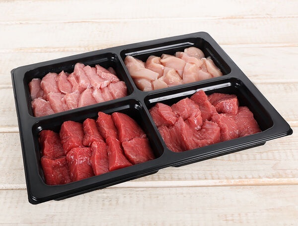 Bio Fondue Tischgrill Set mit Rind-, Schweine-, Kalbs- & Pouletfleisch, je 250g, ca. 1kg