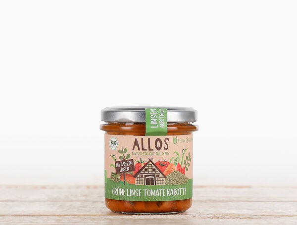 Bio Aufstrich grüne Linsen mit Tomaten & Karotten, 140g