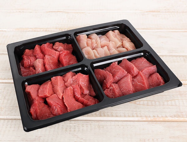 Bio Fondue Tischgrill Set mit Rind- ca. 500g, Kalb- & Pouletfleisch je 250g, ca. 1kg