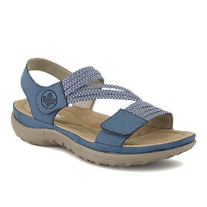 Rieker Damen Flache Sandalette Blau