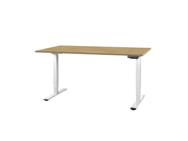 CONTINI, Büromöbel, CONTINI höhenverstellbarer Bürotisch 1.6x0.8m Eiche / Gestell weiss RAL 9016, Produkte & Wohnen