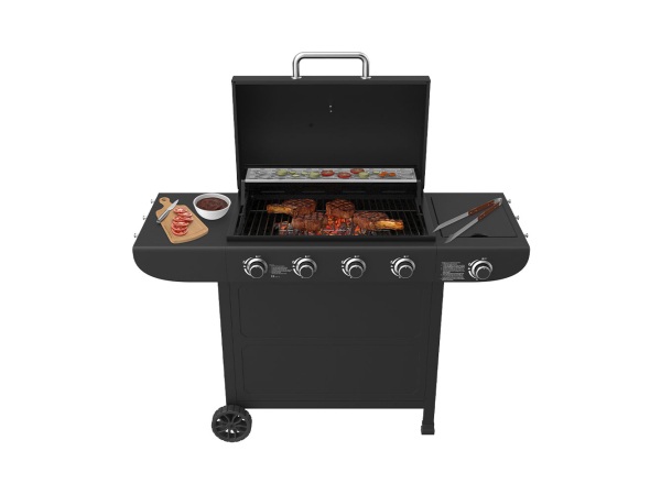 Mr.Grill, Gasgrill, Gasgrill 4 Brenner + Seitenbrenner schwarz, Produkte & Wohnen