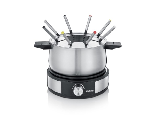 Severin 2471 Fondue 1500 W stufenloser Temperaturregler Edelstahl, Schwarz