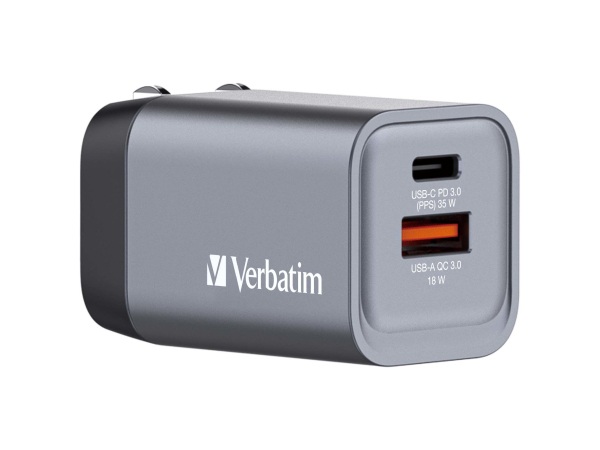 Verbatim, USB Ladegerät, Verbatim GaN 2 Port Charger 35W, Produkte & Wohnen