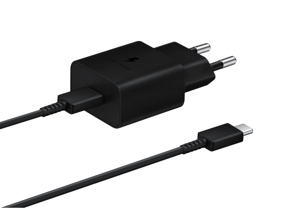 Samsung - (100-240V) 15W Super Fast Charging Netzteil PD Schnell Ladegerät + USB C Ladekabel (EP-T1510XBEGEU) - Schwarz